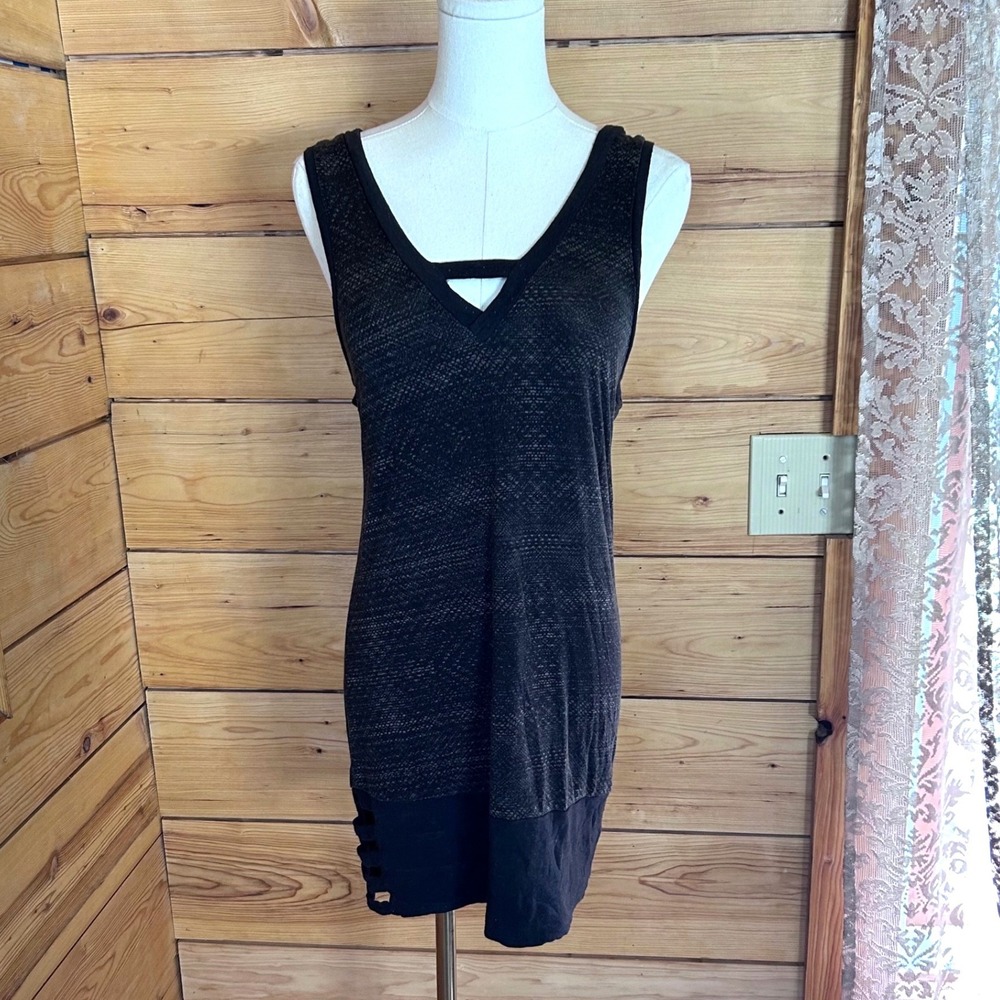 Hempโ Bamboo Space Dye Mini Dress Womens Large Black Nomads Hemp Wear